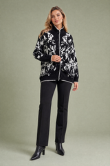 Jacquard High-Neck Cardigan