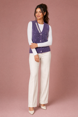 Beaded V-Neck Sleeveless Vest