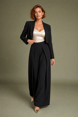 Black Pleated Wide-Leg Pants
