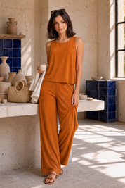 Ensemble fluide pantalon large | Photo lifestyle | Lounelle Paris