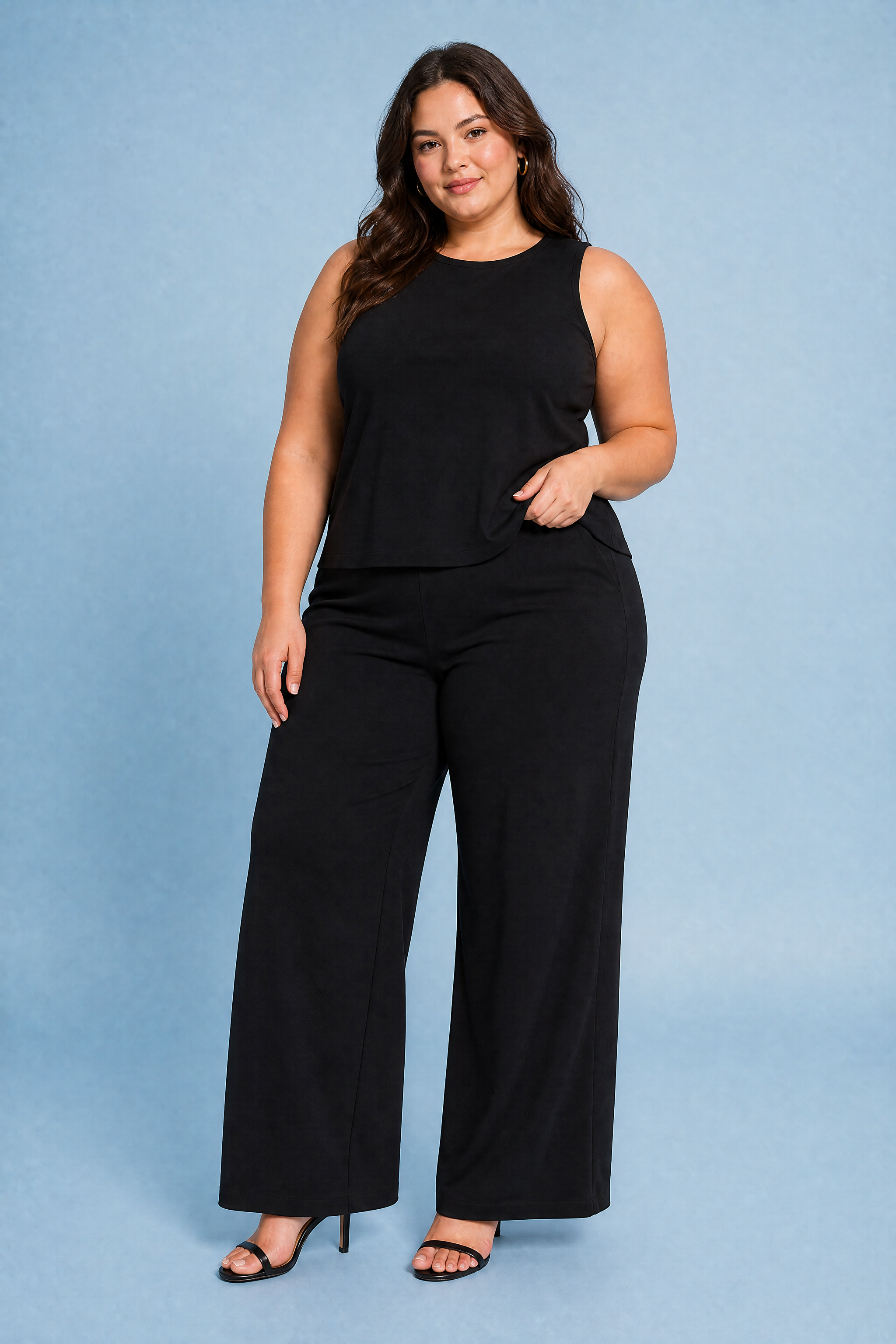Ensemble pantalon large fluide | Porté sur une silhouette plus ronde | Lounelle Paris