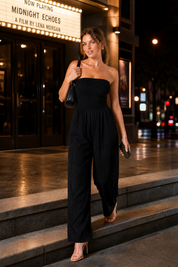 Combinaison bandeau jambes larges | Variante Noir - Lifestyle | Lounelle Paris
