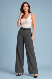 Pantalon large taille haute | Variante Gris foncé | Lounelle Paris