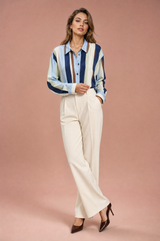 Oversized Satin Striped Shirt