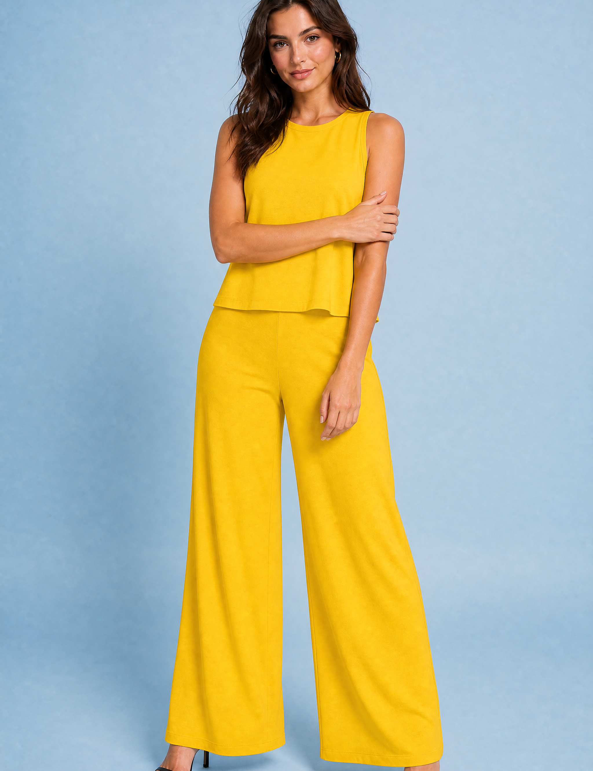 Ensemble pantalon large fluide | Variante Jaune | Lounelle Paris