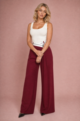 High-Waisted Wrap-Front Wide-Leg Pants