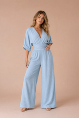 High-Waisted V-Neck Jumpsuit