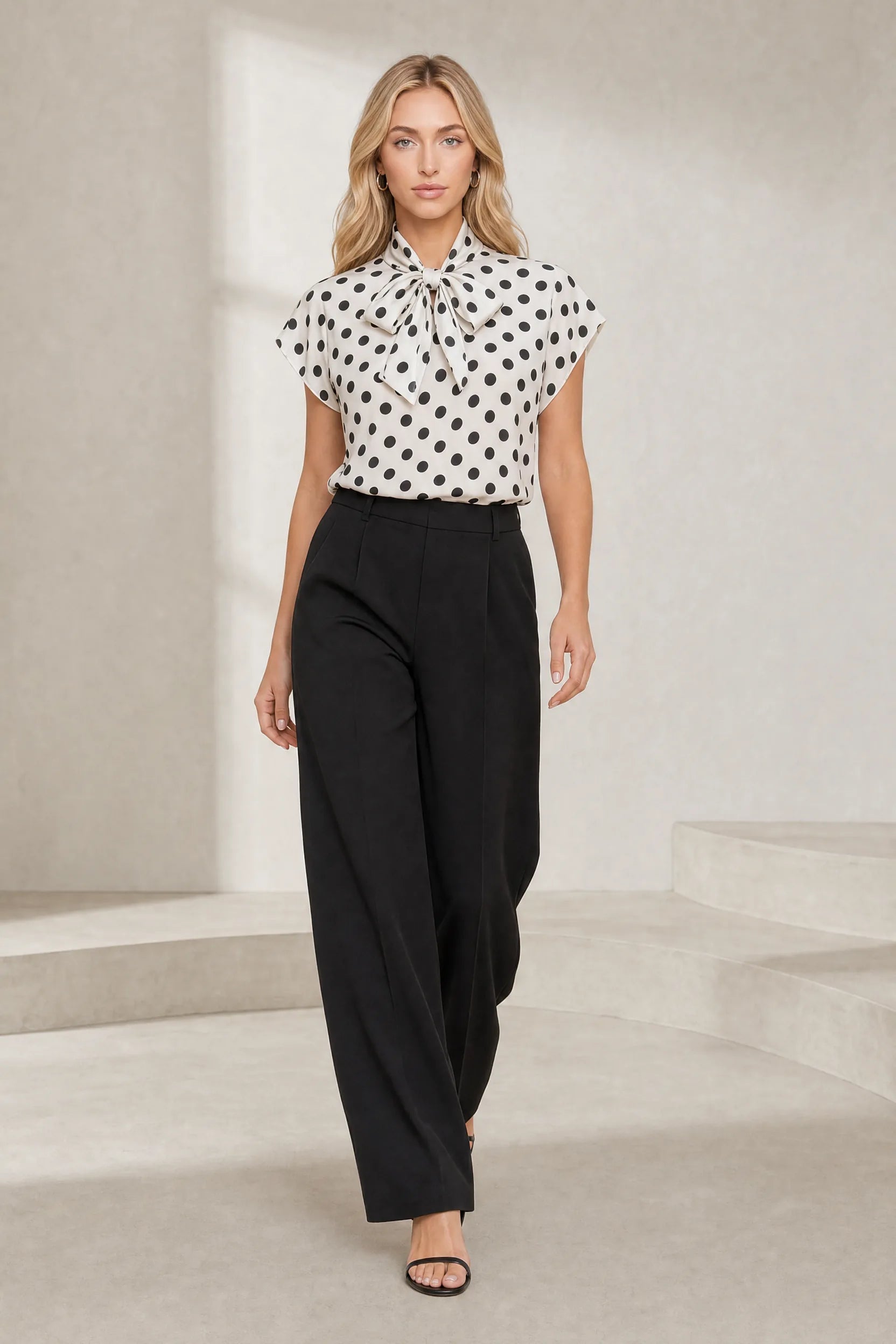 Chemisier à pois col lavallière | Lounelle Paris