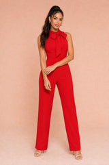 Sleeveless Bow-Detail Wide-Leg Jumpsuit