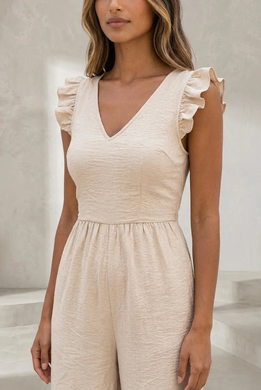 Combinaison abricot volants dos nu | Lounelle Paris