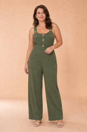 Combinaison ample vert militaire dos nu | Porté sur une autre silhouette | Lounelle Paris