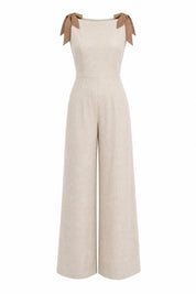 Combinaison beige bretelles à nouer | Lounelle Paris
