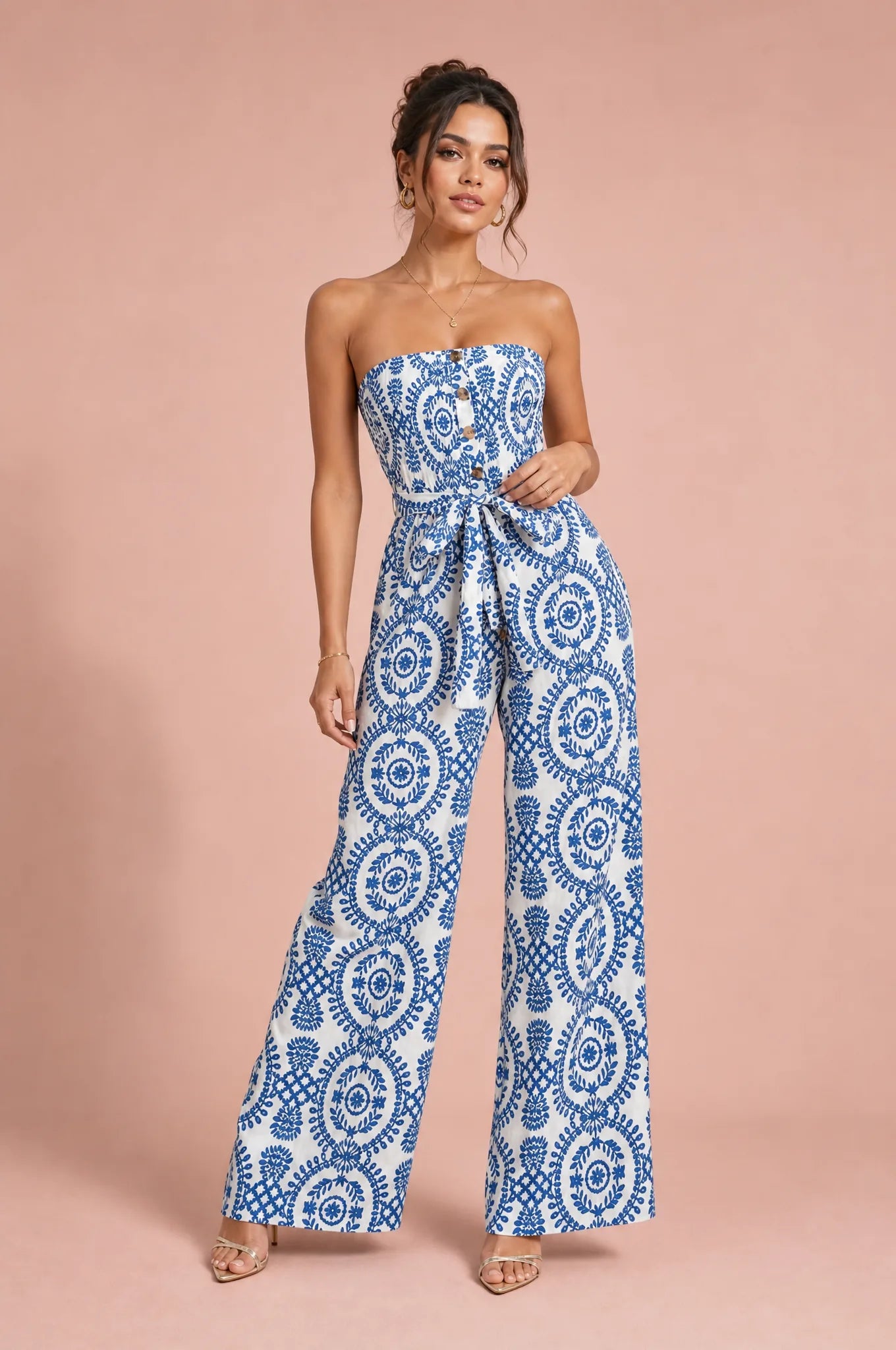 Combinaison blanche bandeau taille haute | Vue de face | Lounelle Paris