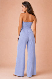 Combinaison bleue bandeau dos nu | Vue de dos | Lounelle Paris