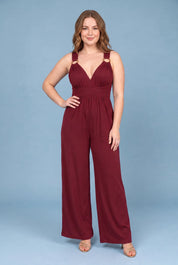Combinaison bordeaux dos nu jambes larges | Porté sur une autre silhouette | Lounelle Paris