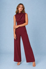 Cowl-Neck Wide-Leg Jumpsuit