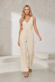 Combinaison fluide col V jambes larges | Lounelle Paris