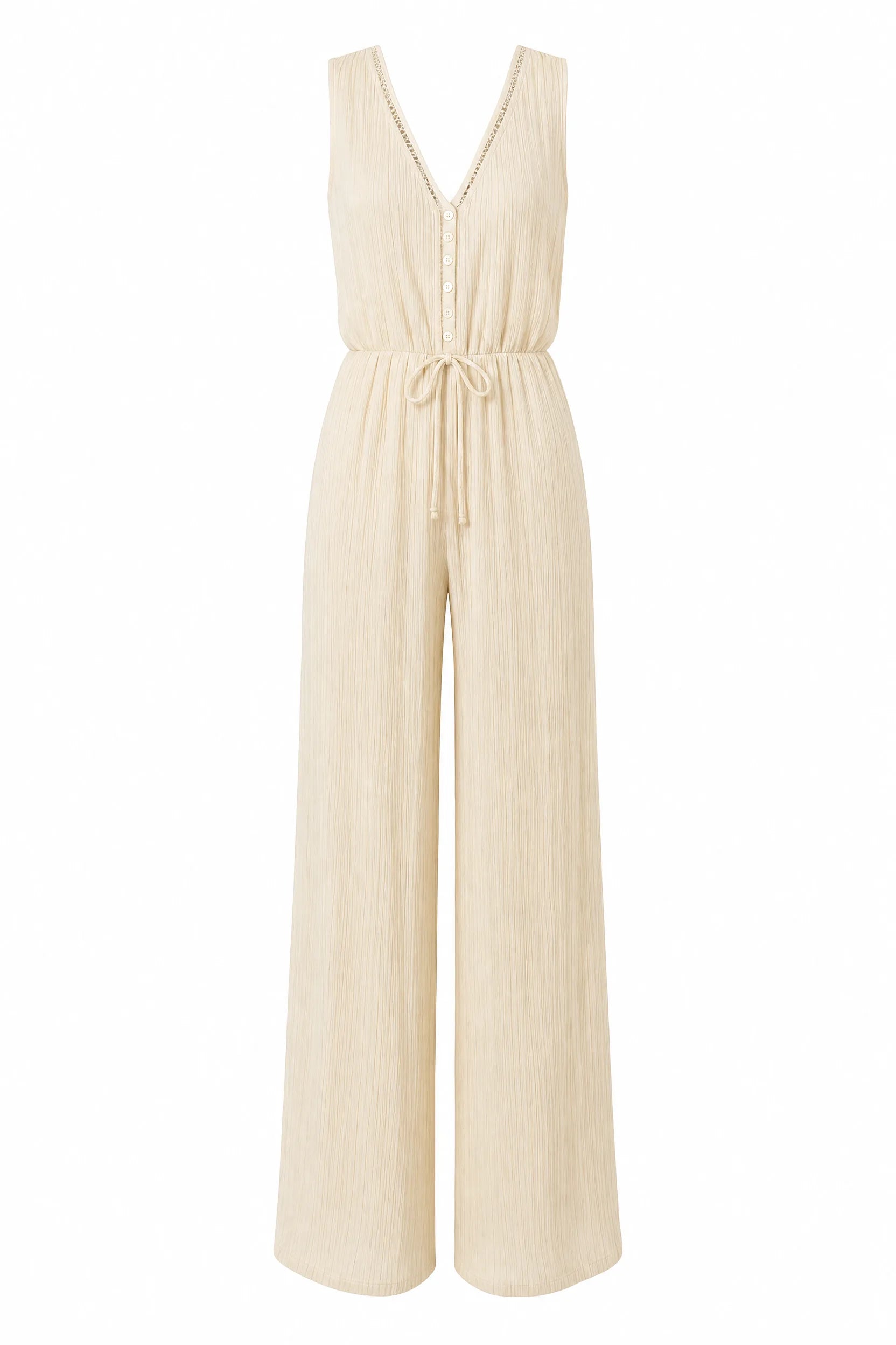 Combinaison fluide col V jambes larges | Lounelle Paris