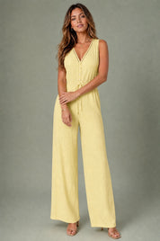 Combinaison fluide col V jambes larges | Variante Jaune | Lounelle Paris