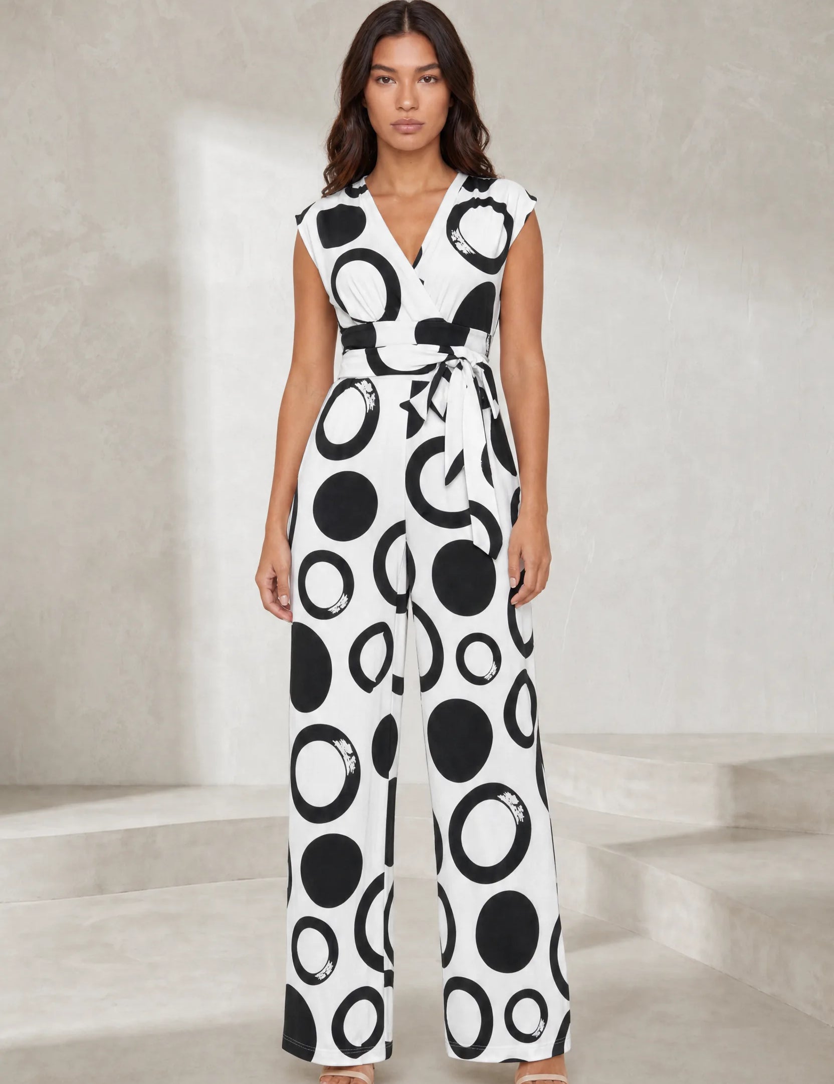 Combinaison imprimée col V taille haute | Lounelle Paris