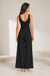 Combinaison noire et blanche col V | Lounelle Paris
