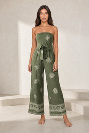 Combinaison verte bandeau dos nu | Lounelle Paris