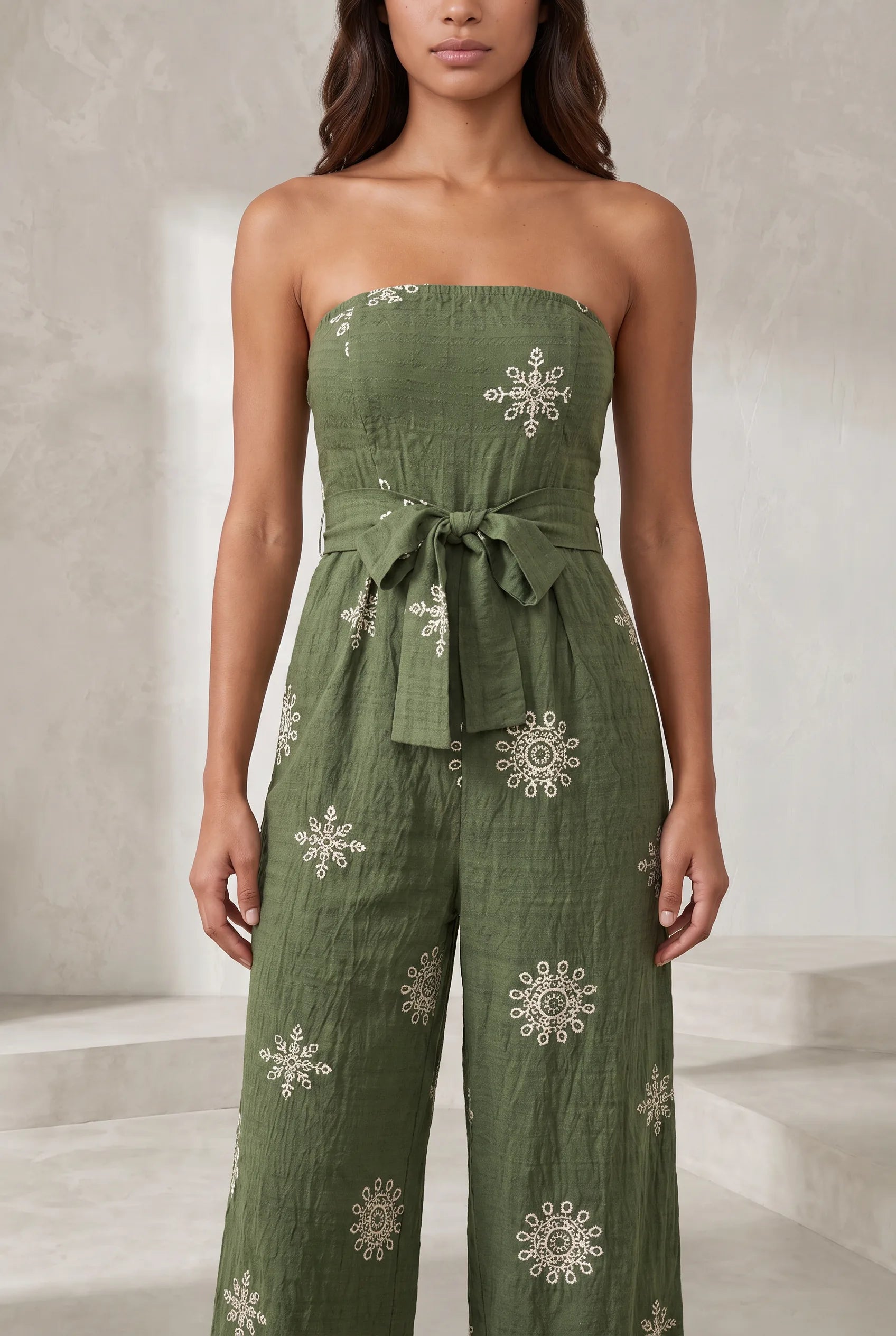 Combinaison verte bandeau dos nu | Lounelle Paris