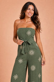 Combinaison verte bandeau dos nu | Vue rapprochée | Lounelle Paris