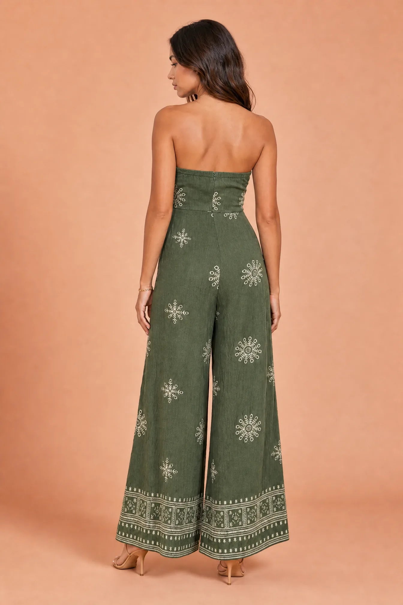Combinaison verte bandeau dos nu | Vue de dos | Lounelle Paris
