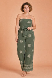 Combinaison verte bandeau dos nu | Porté sur une autre silhouette | Lounelle Paris