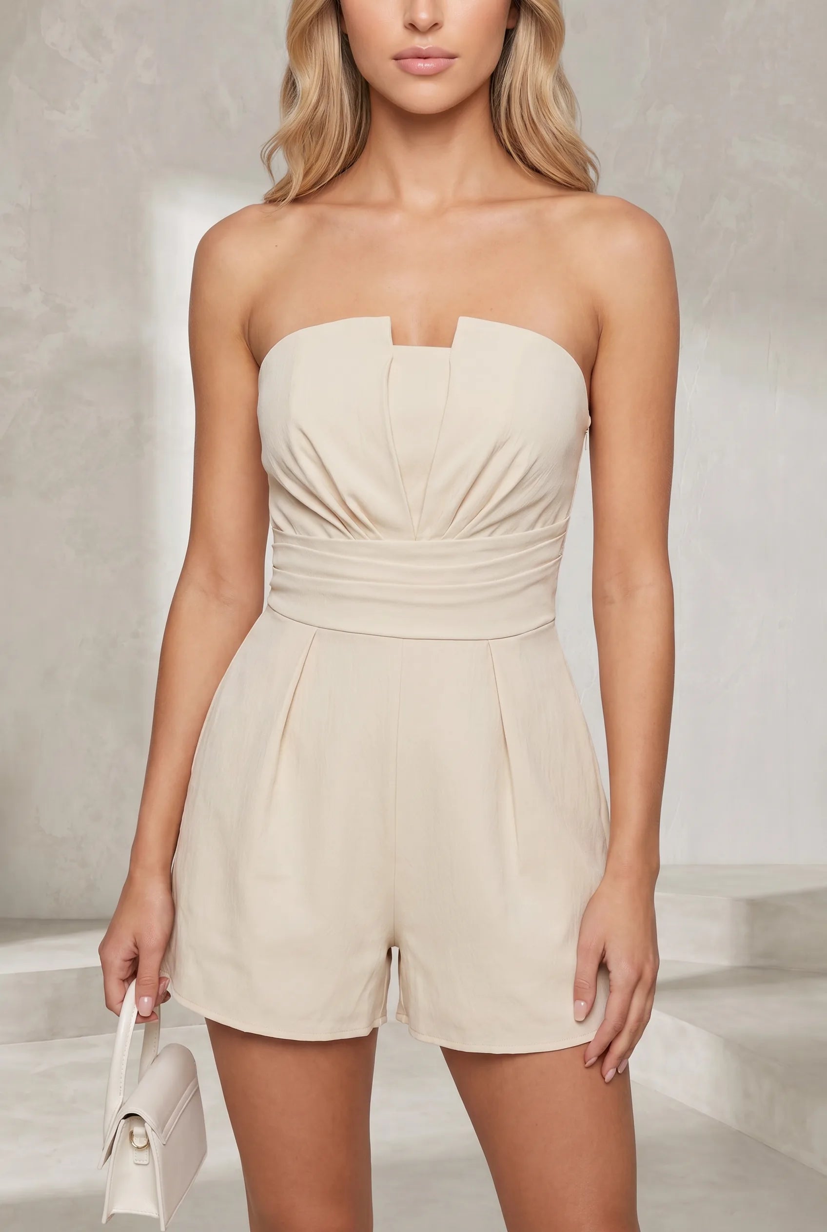 Combishort abricot bustier taille haute | Lounelle Paris