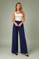 High-waisted wide-leg pants