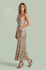 Robe nuisette léopard dos ouvert | Vue de profil | Lounelle Paris