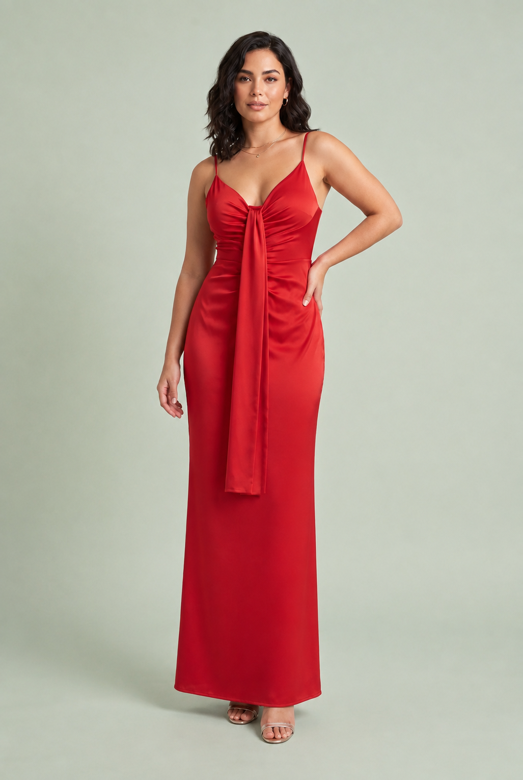 Draped V-Neck Maxi Dress