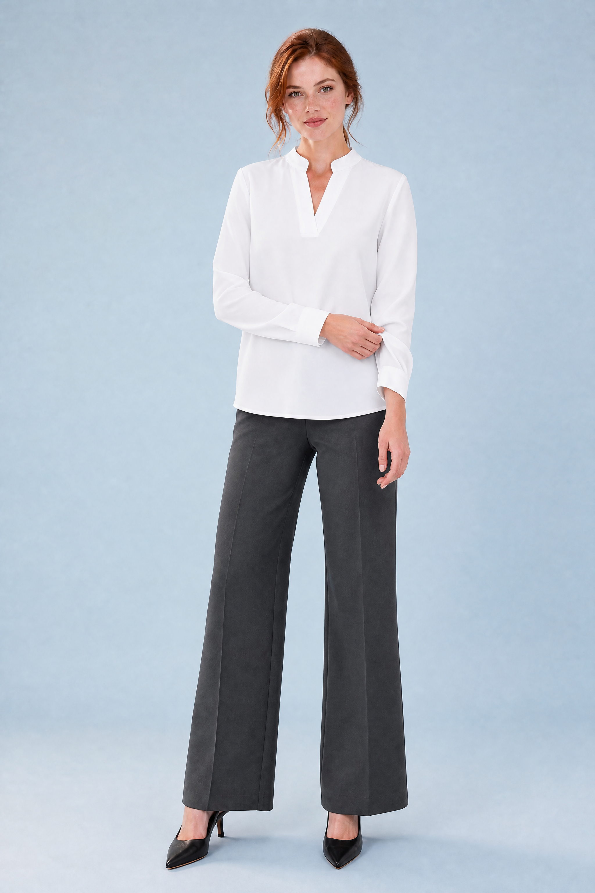 Blouse fluide col en V | Variante Blanc | Lounelle Paris