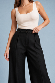 Pantalon large taille haute | Vue rapprochée | Lounelle Paris