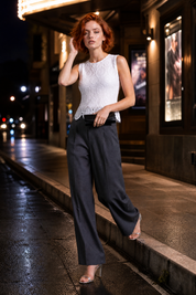 Top en dentelle bretelles larges | Variante Blanc - Lifestyle | Lounelle Paris