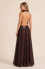 Robe longue col licou dos nu | Vue de dos | Lounelle Paris