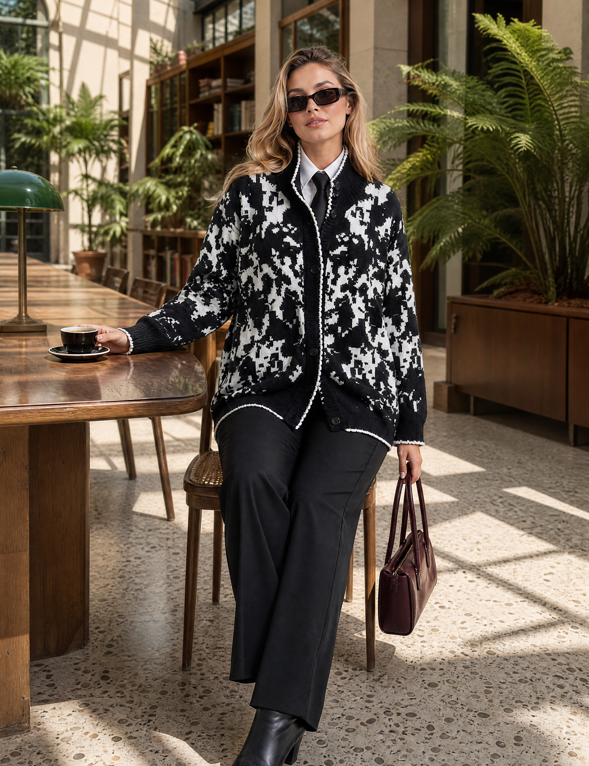 Gilet jacquard col montant | Photo lifestyle | Lounelle Paris