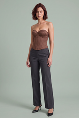 Sweetheart-Neck Lace-Up Back Corset Top