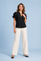 V-Neck Ruffle-Sleeve Blouse