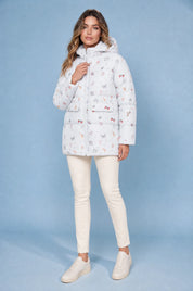Doudoune à capuche imprimée | Variante Blanc | Lounelle Paris