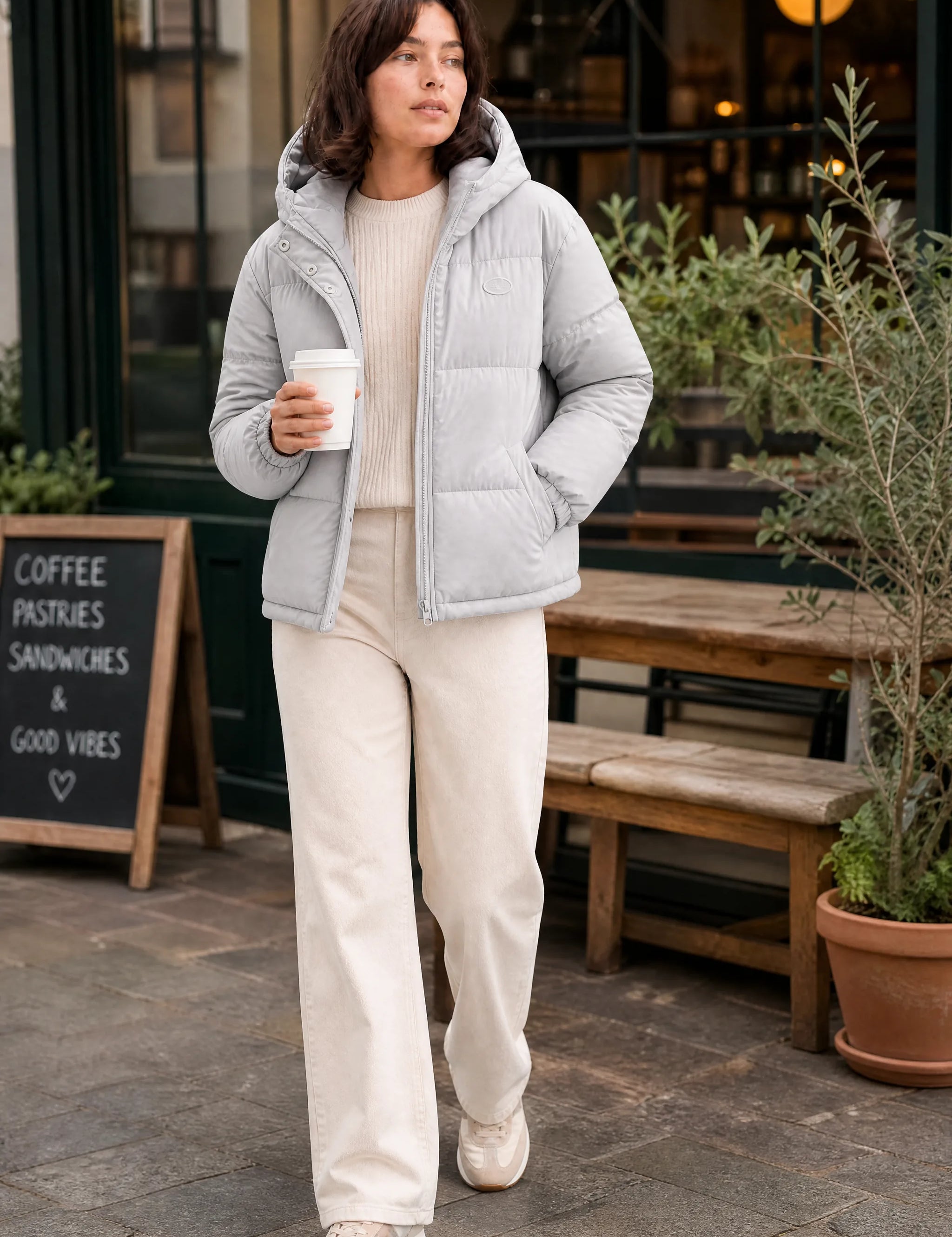 Doudoune matelassée à capuche | Variante Gris - Lifestyle | Lounelle Paris