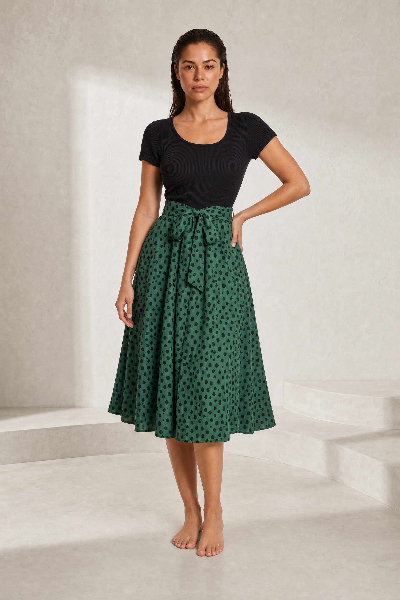 Robe bi-matière à pois | Lounelle Paris