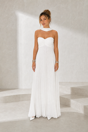 Robe longue plissée dos nu vue de face - Lounelle Paris