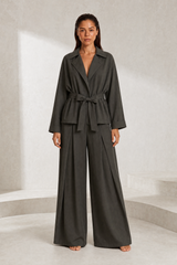 Ensemble trench pantalon ceinturé