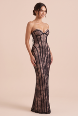Lace Corset Maxi Dress with Lace-Up Back