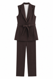 Ensemble marron foncé gilet long | Lounelle Paris