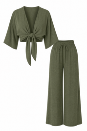 Ensemble crop top noué pantalon large | Lounelle Paris