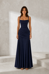 Draped Backless Maxi Dress